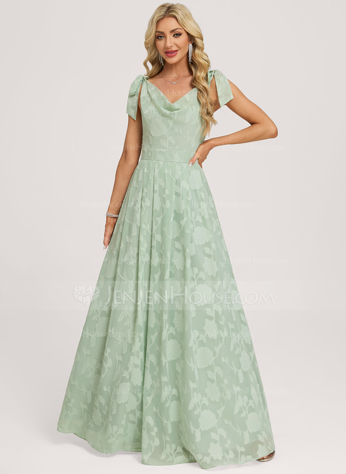 A-line Cowl Floral Dress