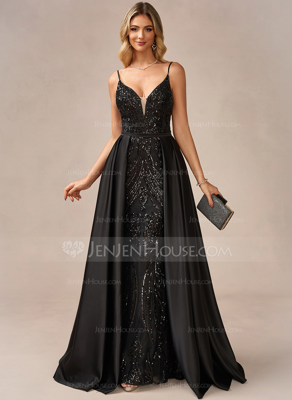 Jurk maximum van pailletten met overrok