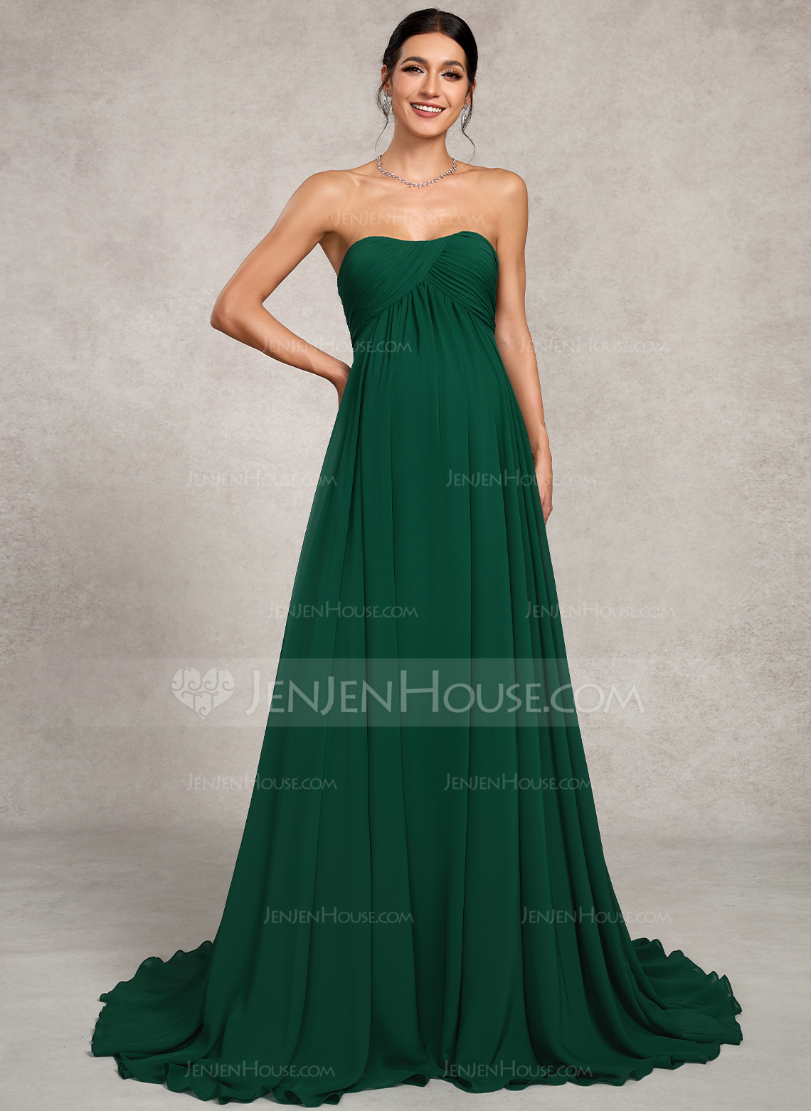 A-line Sweetheart Sweep Train Chiffon Maternity Dresses With Pleated 