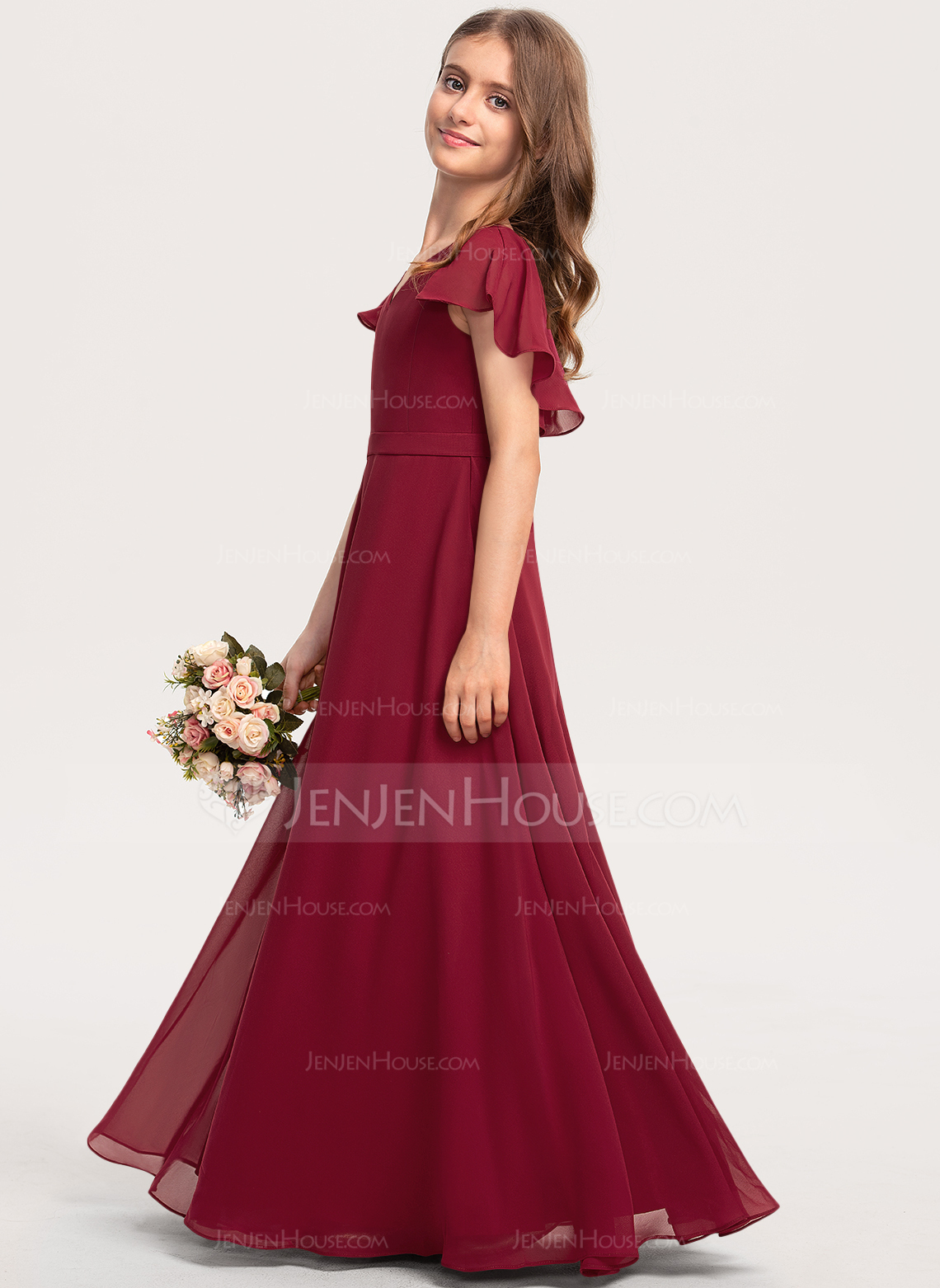 Kjole A-line kjole i Chiffon med Brusende Volanger