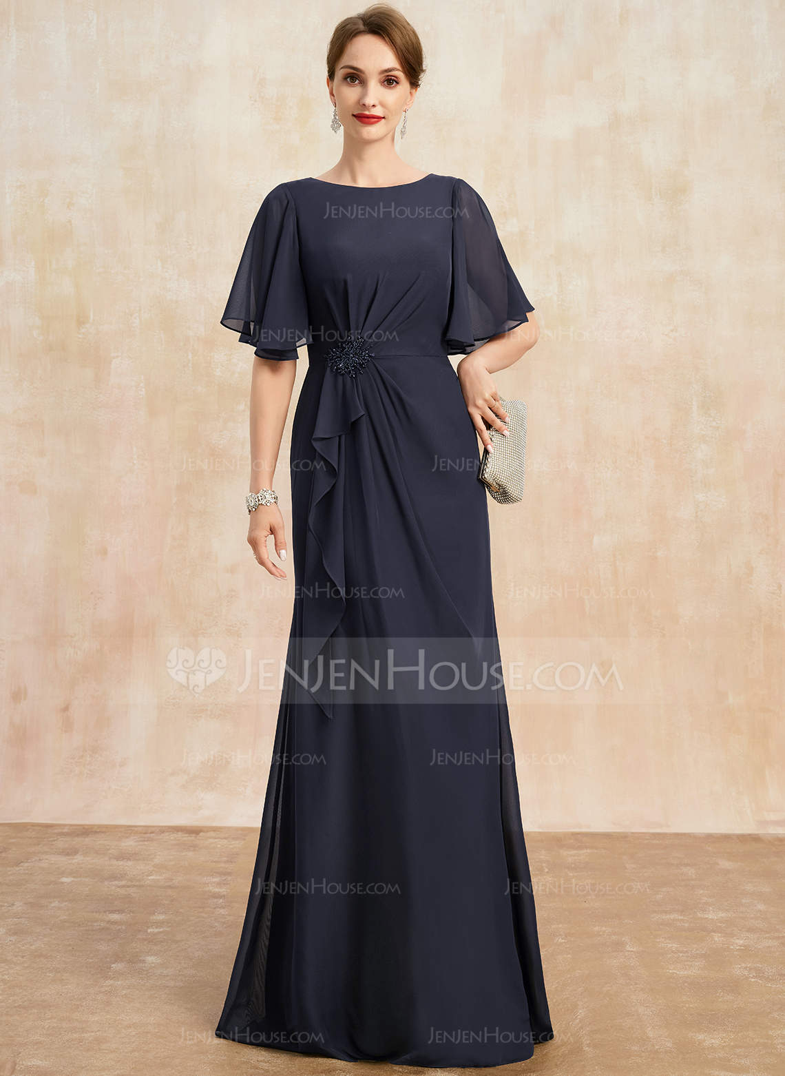 A-line Sequins Chiffon Dress