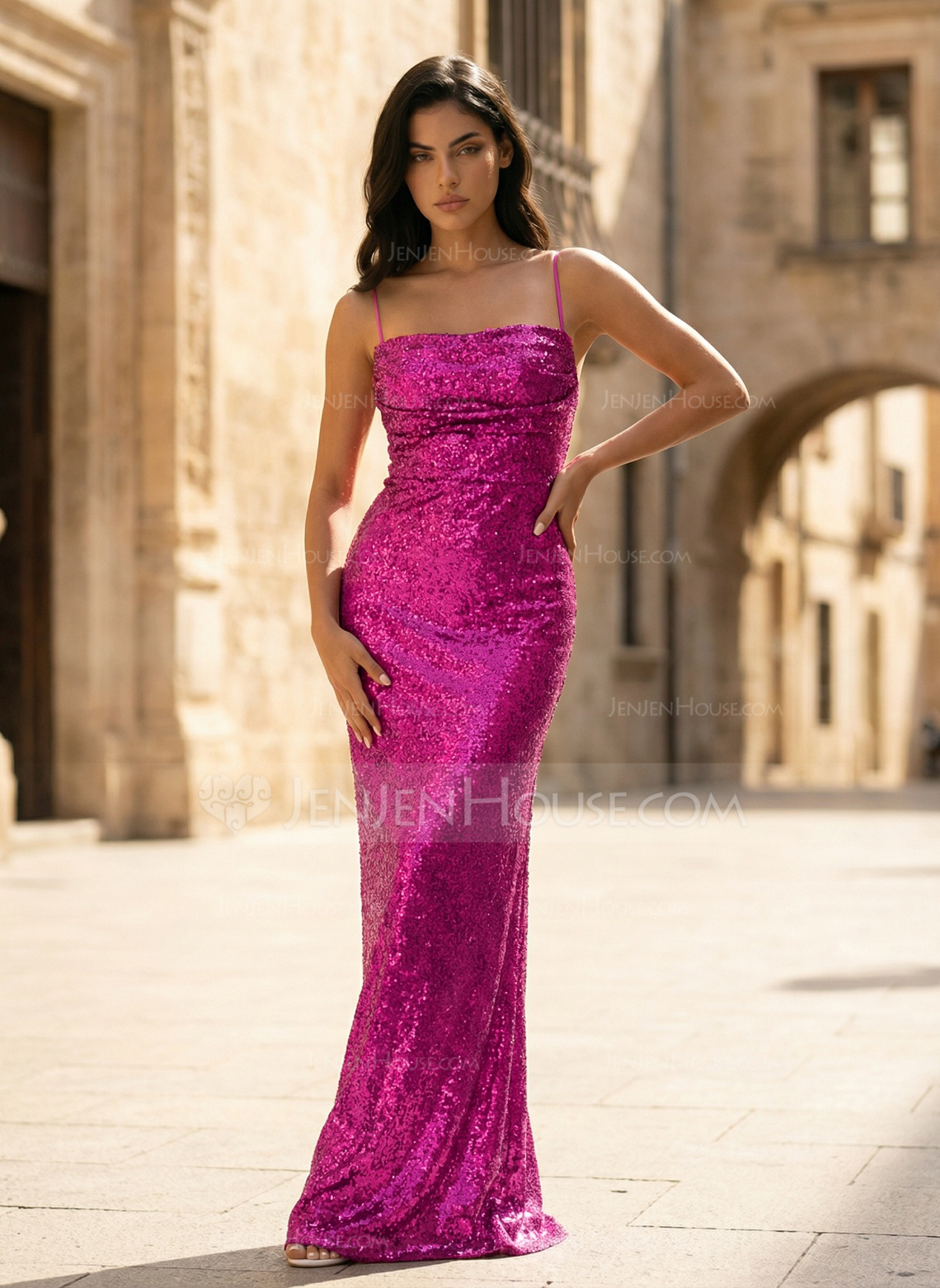 Cowl Sequins Dress