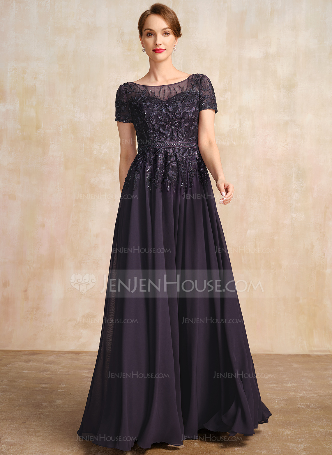 A-line Sequins Lace Dress