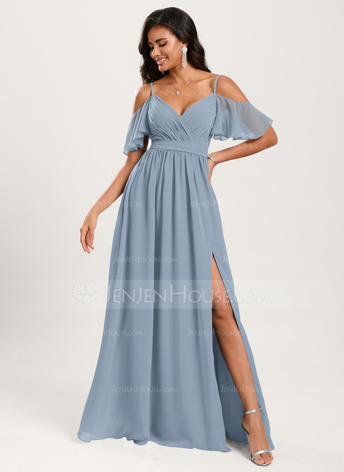A-line Ruffle Chiffon Dress