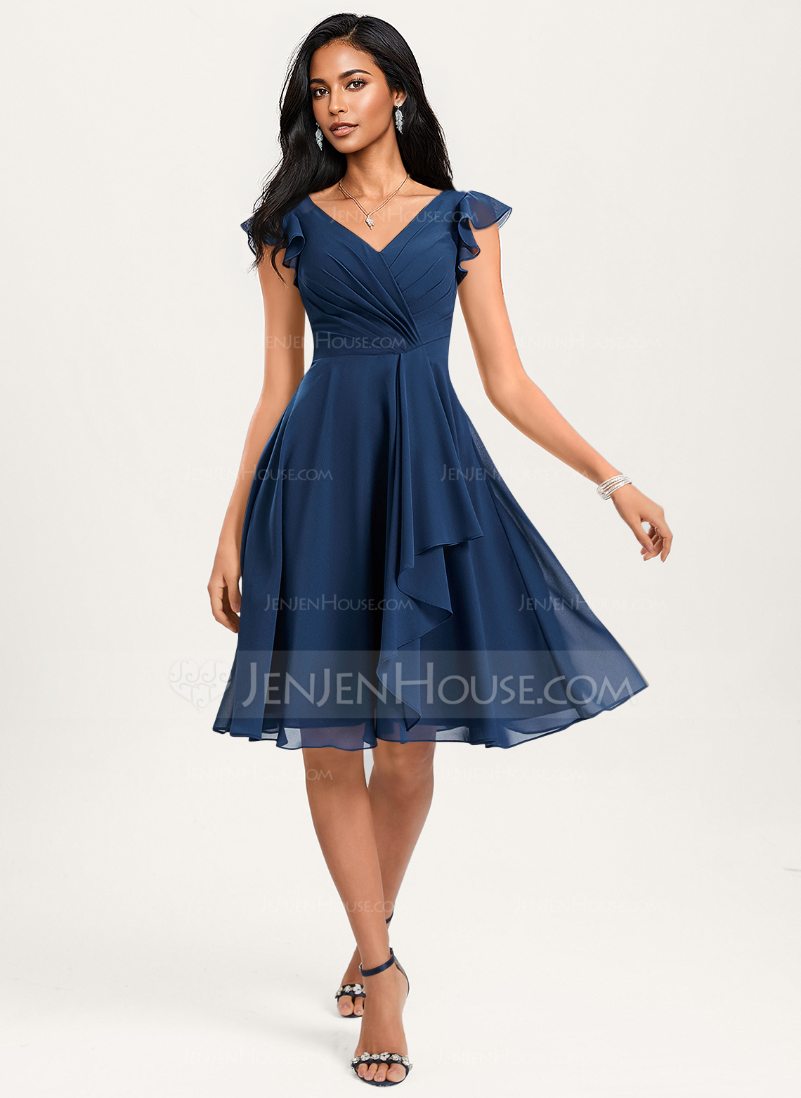 A-line Ruffle Chiffon Dress