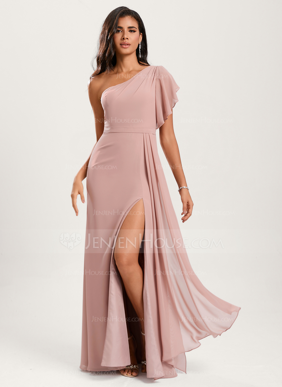 Trumpet/Mermaid One Shoulder Ruffle Chiffon Dress