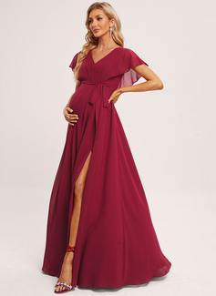 A-line Ruffle Chiffon Maternity Dress