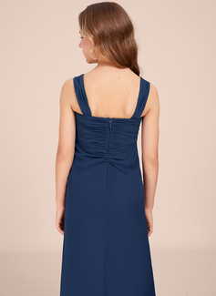Sheath/Column Square Floor-Length Chiffon Junior Bridesmaid Dress 