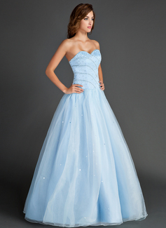 Ball Gown Sweetheart Sleeveless Floor-Length Beading Organza Prom Dresses main image 1