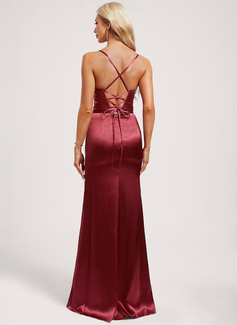 Trumpet/Mermaid Square Ruffle Stretch Satin Dress