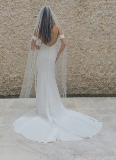 Beading Cut Edge Single Tier Bridal Cathedral Length 118" Wedding Veils 