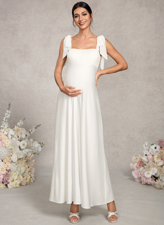A-line Square Ankle-Length Jersey Chiffon Maternity Dresses With Bow 