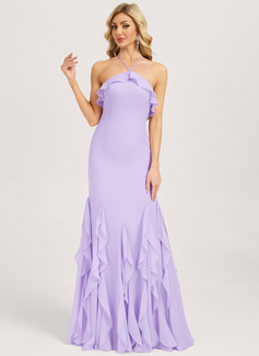 Trumpet/Mermaid Halter Ruffle Chiffon Dress