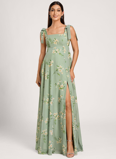 A-line Square Floor-Length Chiffon Maternity Dresses With Bow 