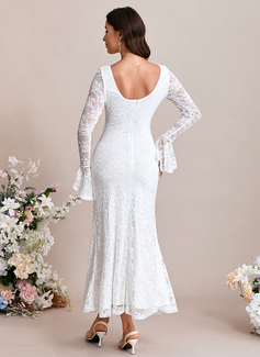 Sequins Boat Neck Long Sleeve Trumpet/Mermaid Lace Maxi Dress 