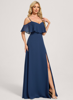 A-line Ruffle Chiffon Dress