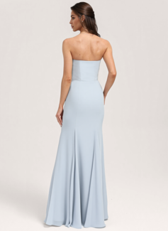 Trumpet/Mermaid Straight Floor-Length Chiffon Bridesmaid Dress With Bow 