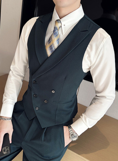 Solid Color 2 Piece Double Breasted Tailored Fit Men's Wedding Suit 