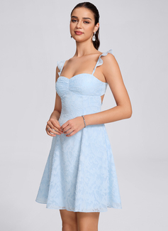 A-line Sweetheart Short Jacquard Homecoming Dress With Ruffle 