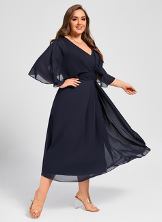 Pleated Chiffon Midi Dress