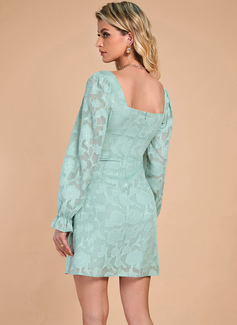 Firkantet utringning Kortermer Avslappet A-line kjole Chiffong Mini Motekjoler 