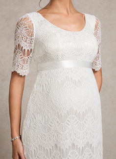 A-line Scoop Floor-Length Lace Maternity Dresses 