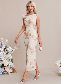 Bodycon Asymmetrical Ankle-Length Sequin Wedding Dress 