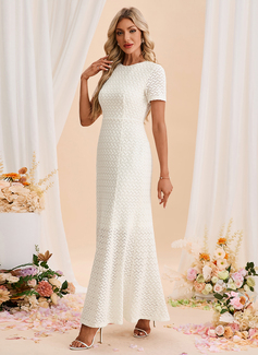 Scoop Short Sleeve Trumpet/Mermaid Lace Maxi Dress 