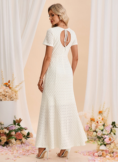 Scoop Short Sleeve Trumpet/Mermaid Lace Maxi Dress 