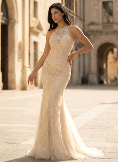 Robe sirène à sans manches avec paillettes en tulle