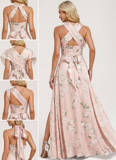 A-line One Shoulder Ruched Matte Satin Dress