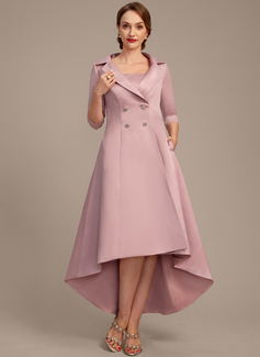 Sheath/Column Square Knee-Length Satin Mother of the Bride Dress 