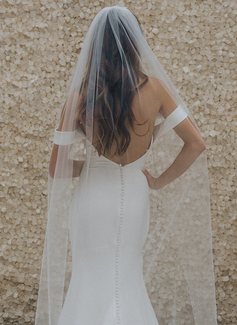 Beading Cut Edge Single Tier Bridal Cathedral Length 118" Wedding Veils 