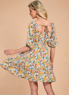Floral Print Chiffon Mini Dress