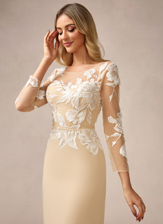 Sheath/Column Scoop Illusion Sweep Train Chiffon Evening Dress With Sequins 