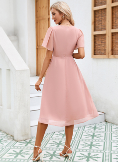 Cascading Ruffles Chiffon Midi Dress