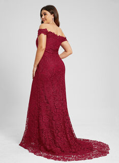 Robe maxi à épaules dénudées bustier en dentelle