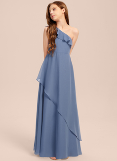 A-line One Shoulder Chiffon Dress