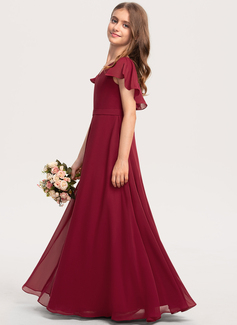 Kjole A-line kjole i Chiffon med Brusende Volanger