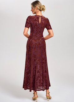 A-line Scoop Ankle-Length Velvet Cocktail Dress 