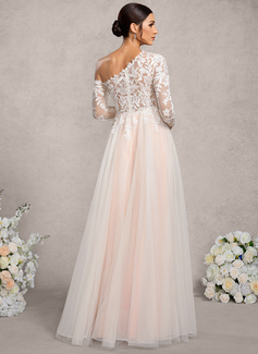 A-line Asymmetrical Floor-Length Tulle Lace Maternity Dresses 