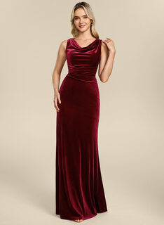 Robe sirène à col bénitier avec plis en velours