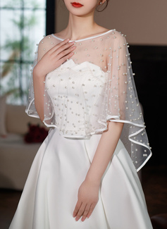 Voile Wedding Bridal Wrap Cape With Beading 