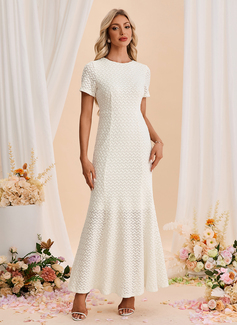 Scoop Short Sleeve Trumpet/Mermaid Lace Maxi Dress 