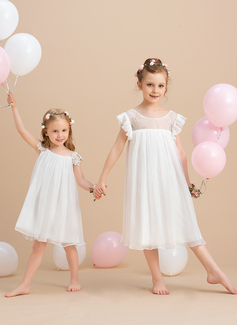 A-line kjole Scoop Knelengde Chiffong Kjoler til Barn 
