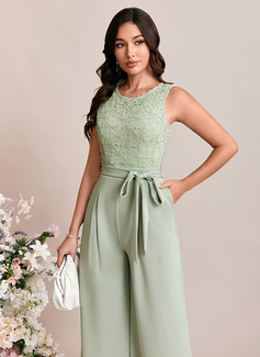 Jacquard Scoop Sleeveless Jumpsuits Stretch Crepe Maxi Dress 
