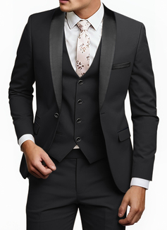 Solid Color 3 Piece Single Breasted Men's Prom Tuxedo Suit 