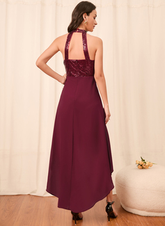 Ståkrage A-line kjole Chiffon Paljett Midi Kjole 