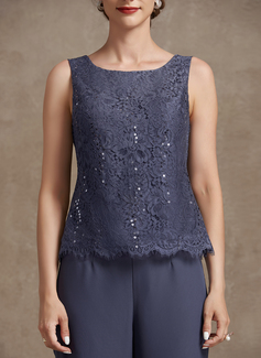 Buksedresser Scoop Gulvlengde Chiffon Blonder Kjole til brudens mor med paljetter 