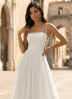 Kjole i Tyll med Firkantet hals Spaghetti